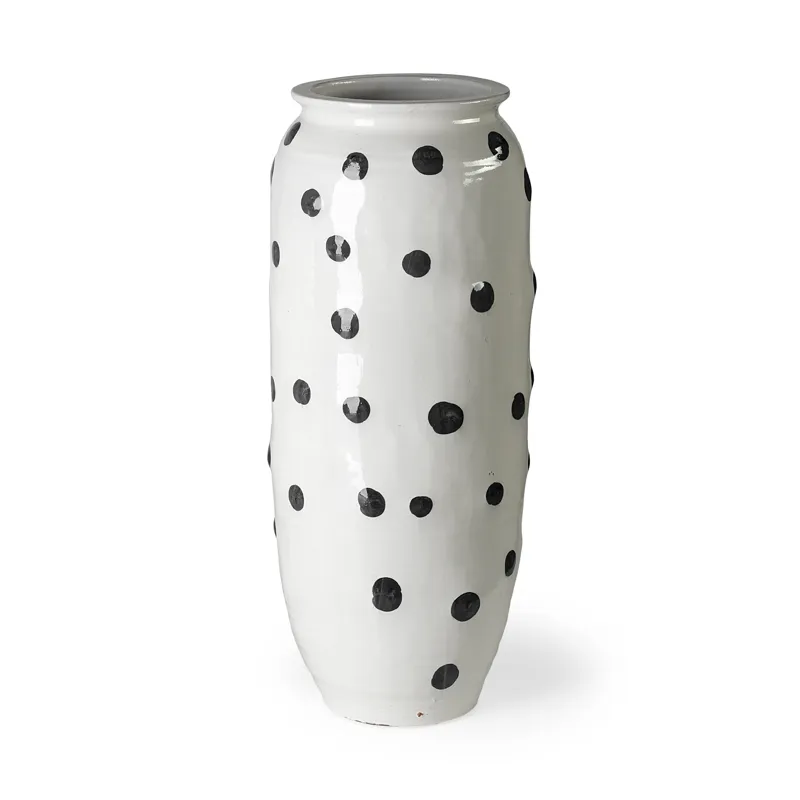 Polka Large White Ceramic Polka Dot Vase