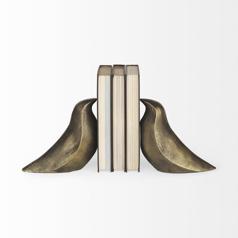 Dover Gold Aluminum Dove Bookends - Thumbnail 5
