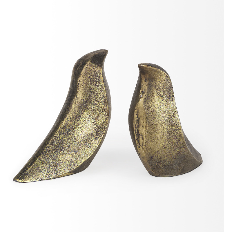 Dover Gold Aluminum Dove Bookends - Thumbnail 3