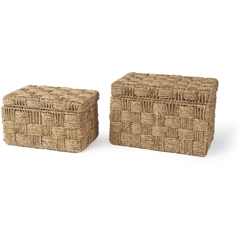 Hanalei Seagrass Boxes with Lids - Set of 2 - Thumbnail 4