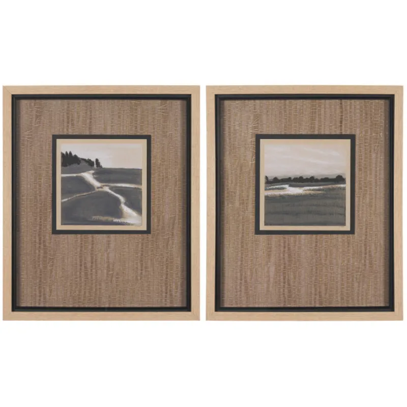 Marshland Shadows (Set of 2) by Mercana Studio a Hand Embellished Framed Art Print Matted under Glas