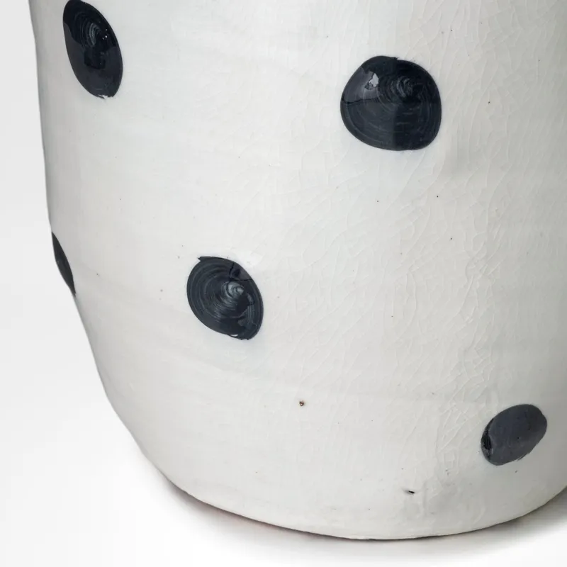Polka Large White Ceramic Polka Dot Vase