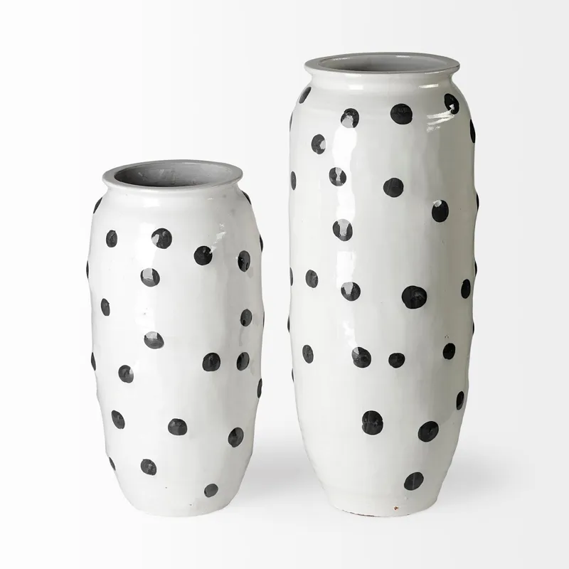 Polka Large White Ceramic Polka Dot Vase