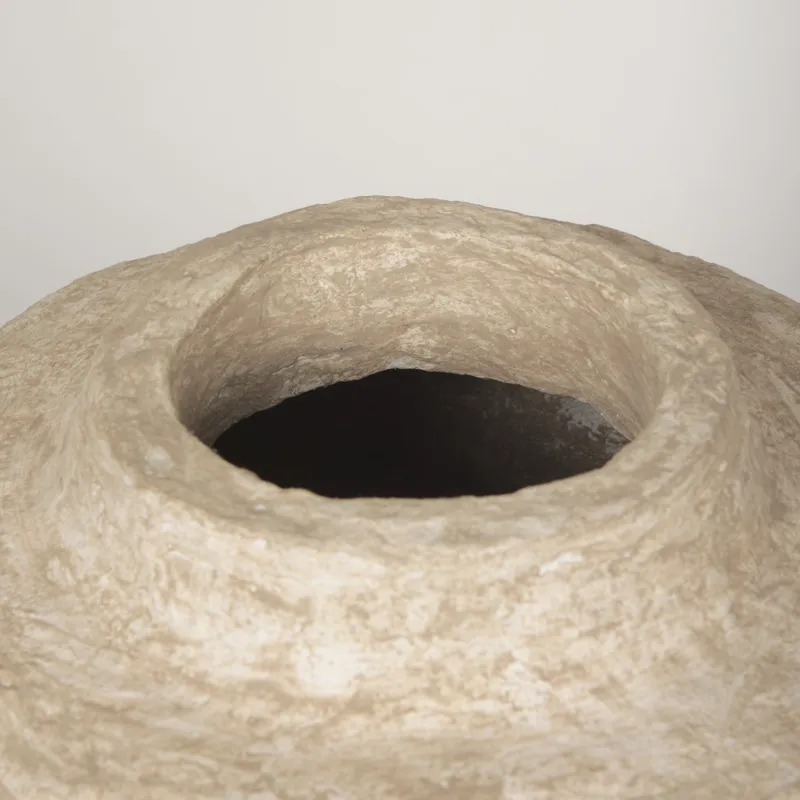 Rama Small Beige Paper Mache Floor Vase