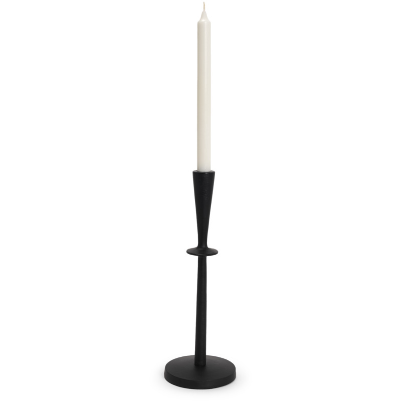 Qwin Matte Black Cast Aluminum Tall Candle Holder - Thumbnail 2
