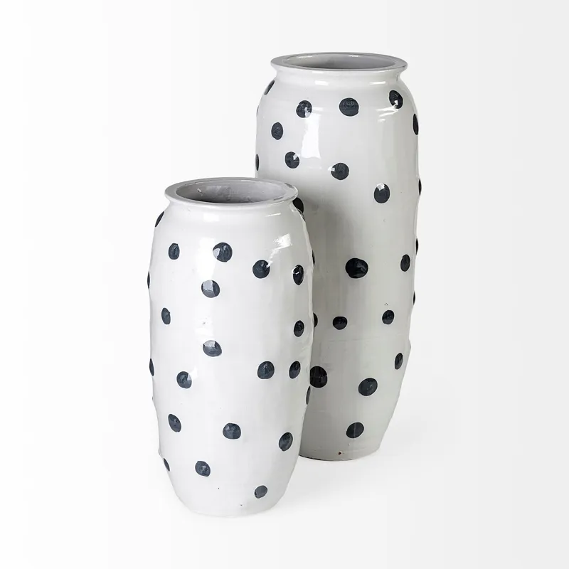 Polka Large White Ceramic Polka Dot Vase
