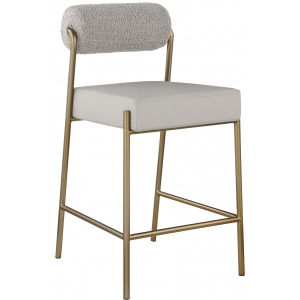 Carly Boucle Fabric And Vegan Leather Upholstered Counter Stool