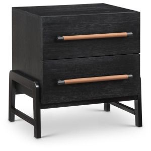 Kaya Oak Veneer And Vegan Leather Handle Night Stand