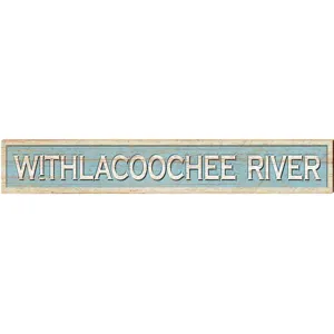 Withlacoochee River Coastal Blue Sign | Wall Art Print on Real Wood