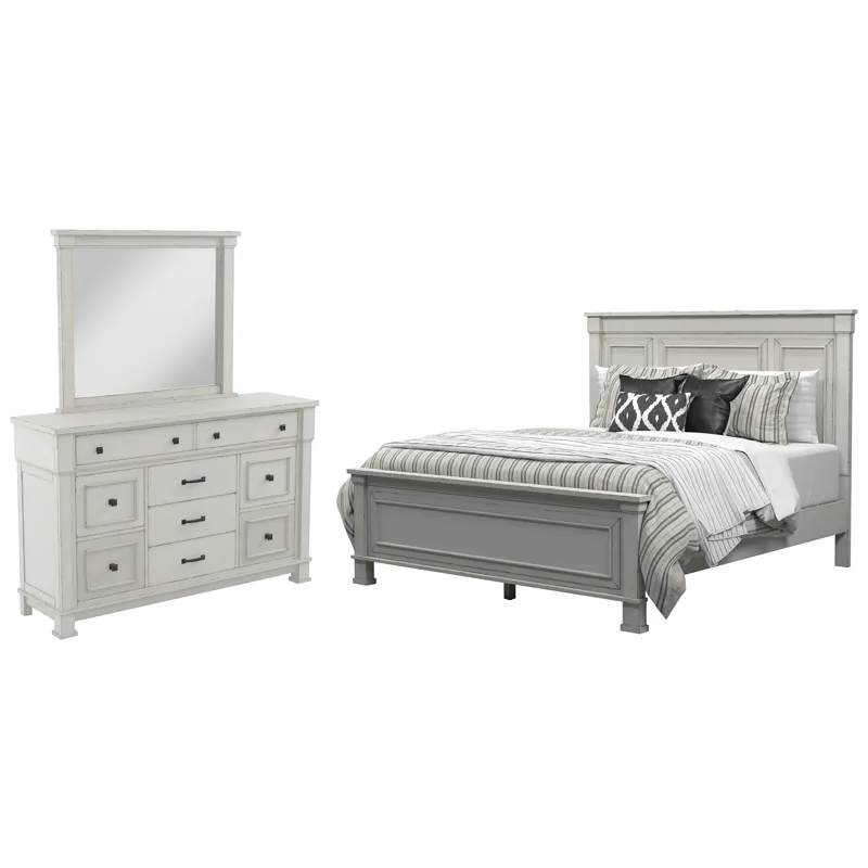 Jennily Queen Panel Bed with Dresser and Mirror