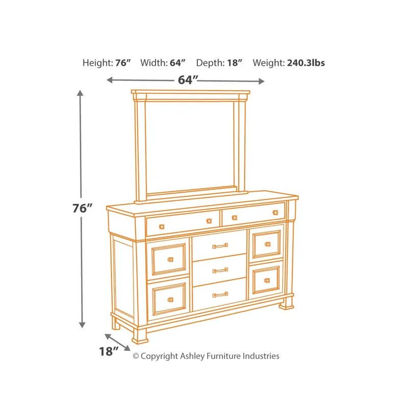 Jennily Queen Panel Bed with Dresser and Mirror