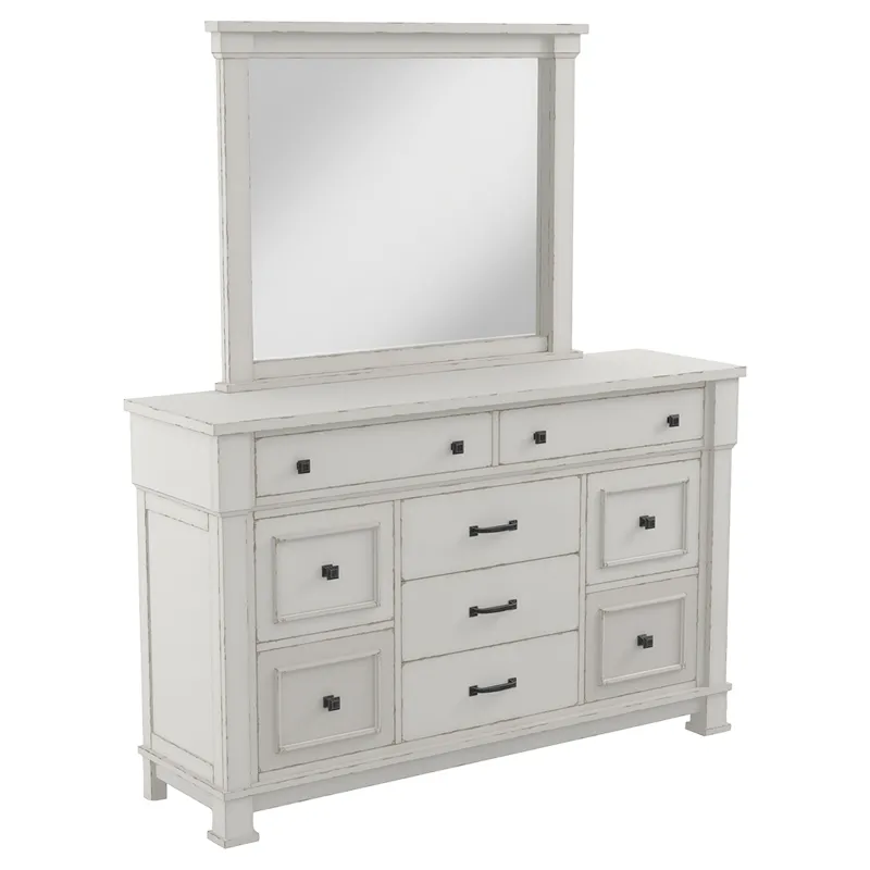 Jennily Queen Panel Bed with Dresser and Mirror