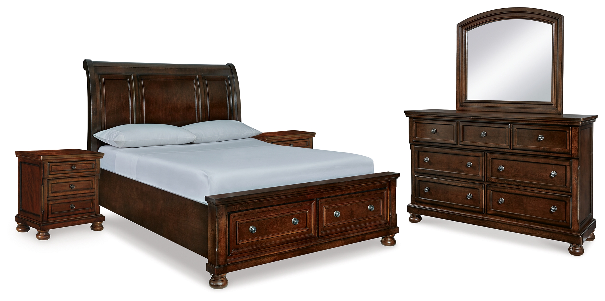 Porter Queen Storage Bed, Dresser, Mirror and 2 Nightstands B697B30 by