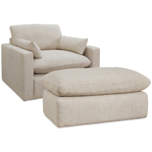 Refined Oversized Chair and Ottoman