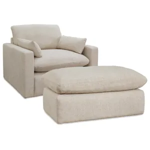 Refined Oversized Chair and Ottoman