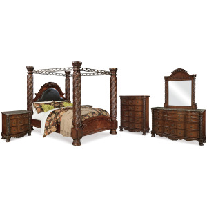 North Shore King Poster Bed, Dresser, Mirror, Chest and 2 Nightstands