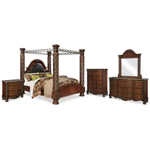 North Shore King Poster Bed, Dresser, Mirror, Chest and 2 Nightstands