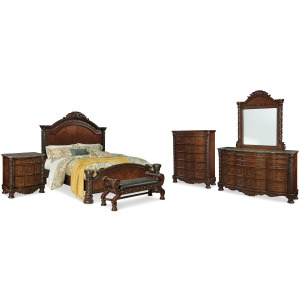 North Shore King Panel Bed, Dresser, Mirror, Chest and Nightstand