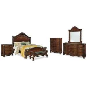 North Shore King Panel Bed, Dresser, Mirror, Chest and Nightstand