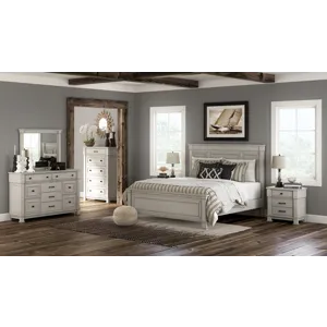 Jennily Queen Panel Bed with Dresser and Mirror