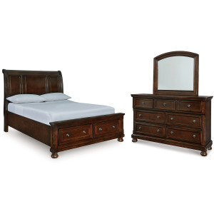 Porter Queen Sleigh Storage Bed, Dresser and Mirror