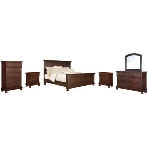Porter Queen Panel Bed, Dresser, Mirror, Chest and 2 Nightstands