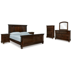 Porter California King Panel Bed, Dresser, Mirror, Chest and 2 Nightstands