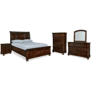 Porter Queen Sleigh Bed, Dresser, Mirror, Chest and Nightstand