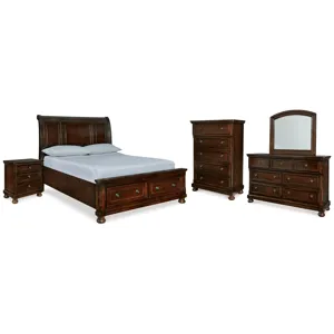 Porter Queen Sleigh Bed, Dresser, Mirror, Chest and Nightstand