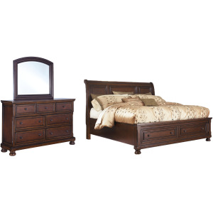 Porter Queen Sleigh Bed, Dresser and Mirror
