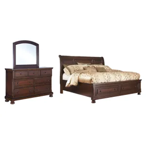Porter Queen Sleigh Bed, Dresser and Mirror