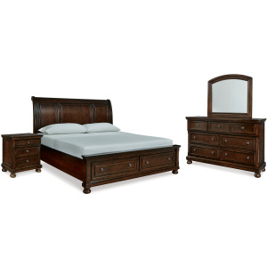 Porter California King Sleigh Bed, Dresser, Mirror and Nightstand