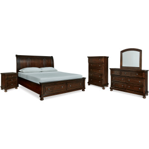 Porter King Sleigh Bed, Dresser, Mirror, Chest and Nightstand
