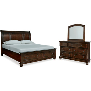 Porter King Sleigh Storage Bed, Dresser and Mirror