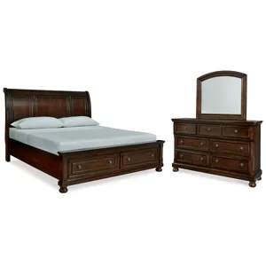 Porter King Sleigh Storage Bed, Dresser and Mirror