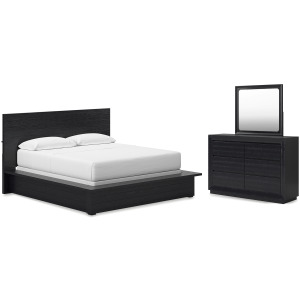 Londer California King Panel Bed, Dresser and Mirror