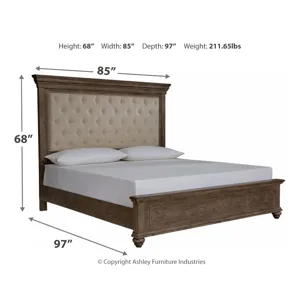 Johnelle King Upholstered Bed, Dresser and Mirror