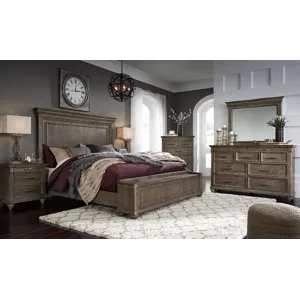 Johnelle California King Panel Bed with Storage, Dresser and Mirror