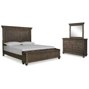 Johnelle California King Panel Bed with Storage, Dresser and Mirror
