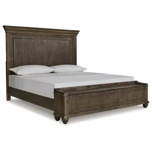 Johnelle California King Panel Bed with Storage, Dresser and Mirror