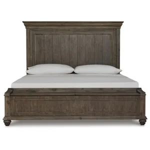 Johnelle California King Panel Bed with Storage, Dresser and Mirror
