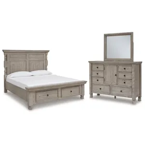 Harrastone California King Panel Bed, Dresser and Mirror