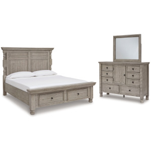 Harrastone King Panel Bed, Dresser and Mirror