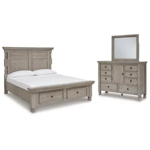 Harrastone King Panel Bed, Dresser and Mirror