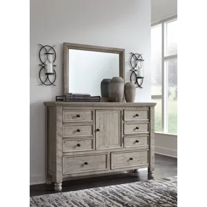 Harrastone Queen Panel Bed, Dresser and Mirror