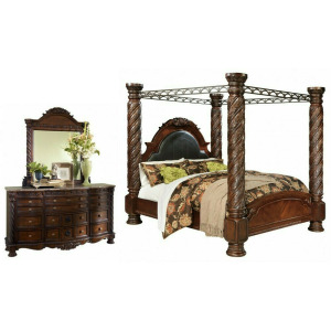 North Shore 3 PC King Poster Bed w/Canopy Bedroom Set