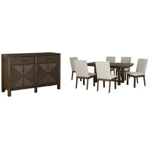 Dellbeck Dining Table and 6 Chairs with Server