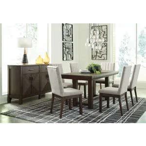 Dellbeck Dining Table and 6 Chairs with Server