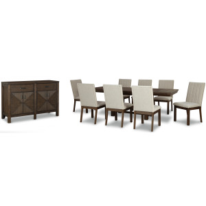 Dellbeck Dining Table with 8 Chairs and Server