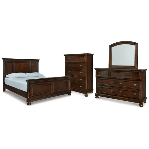 Porter California King Panel Bed, Dresser, Mirror and Chest